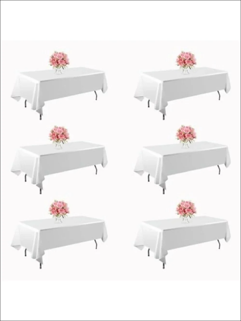 6 Pack Rectangular Tablecloths 60x102 Inch Polyester Wrinkle Resistant Washable